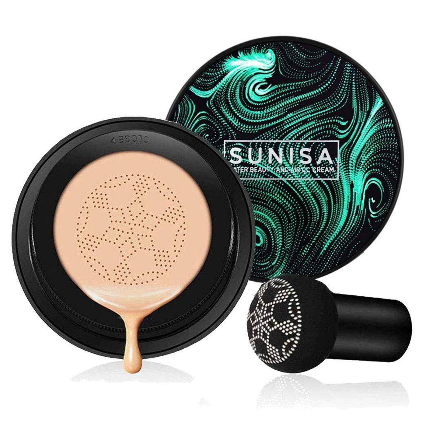 Sunisa 3 in 1 CC and BB Water Proof Foundation Concealer Cream with Air Cushion Mushroom