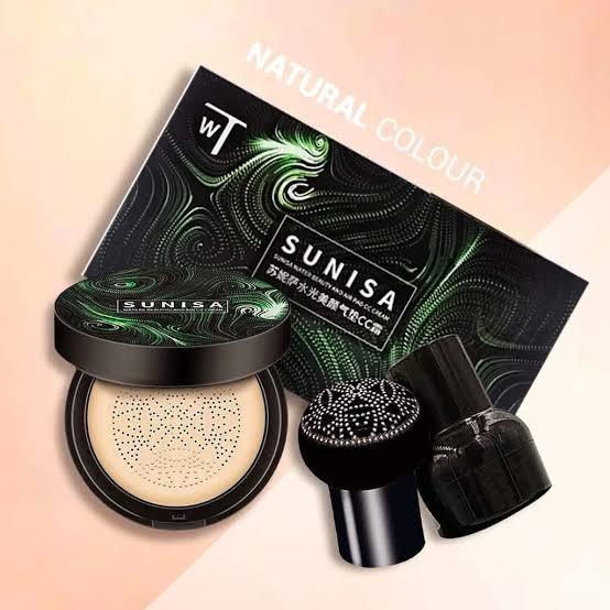 Sunisa 3 in 1 CC and BB Water Proof Foundation Concealer Cream with Air Cushion Mushroom